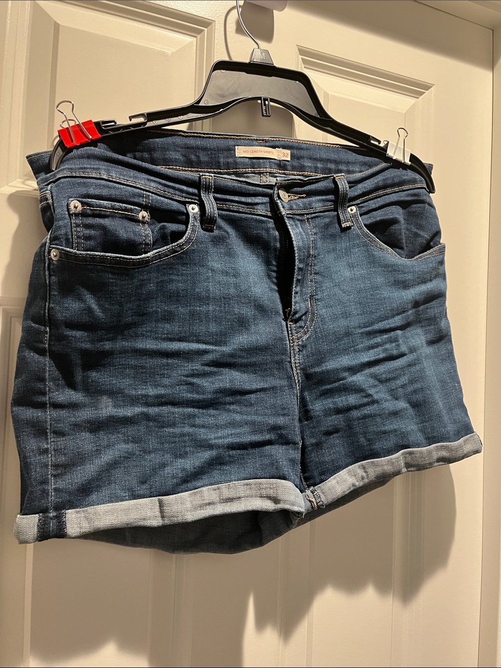Women's Dark Blue Rolled Hem Denim Shorts